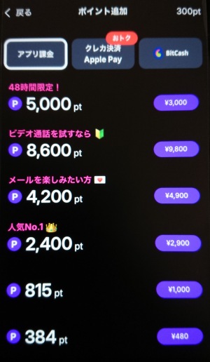 SAND(サンド)のポイント購入画面